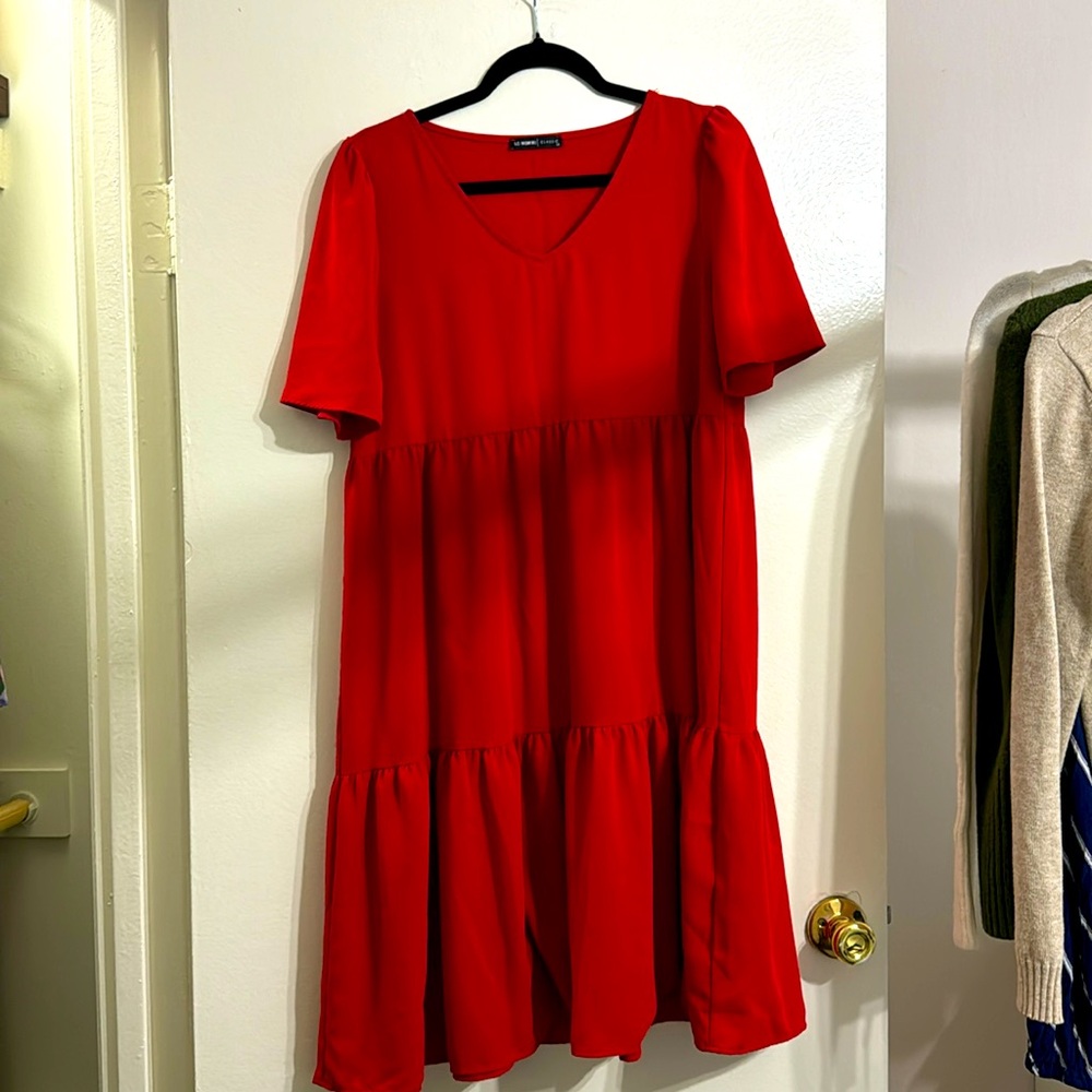 Like 🆕- oversized loose fit, red dress 👗 100% Polyester - EU Size 40